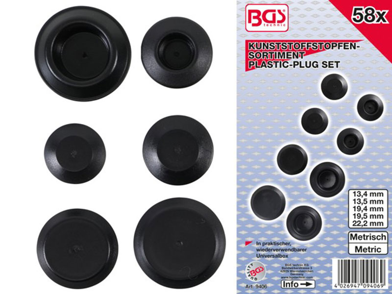 Assortment, protective plugs and caps Plastic stopper assortment : 58 pcs.