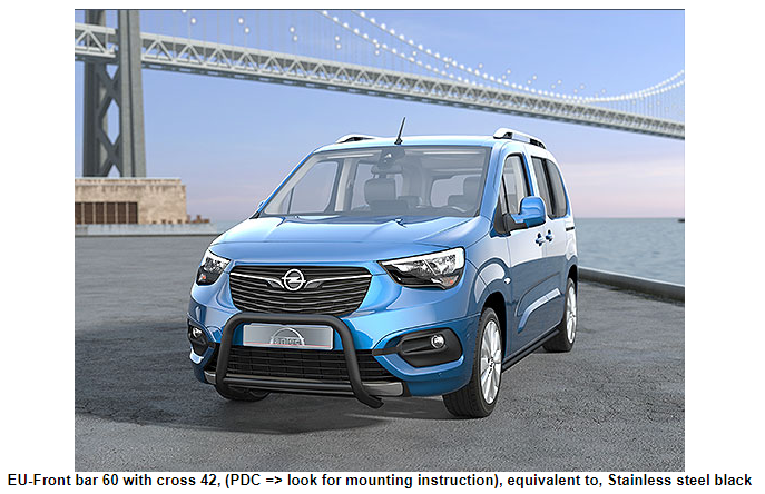 Frontal Protection Bar Opel Combo 18- 60mm+42mm MUST