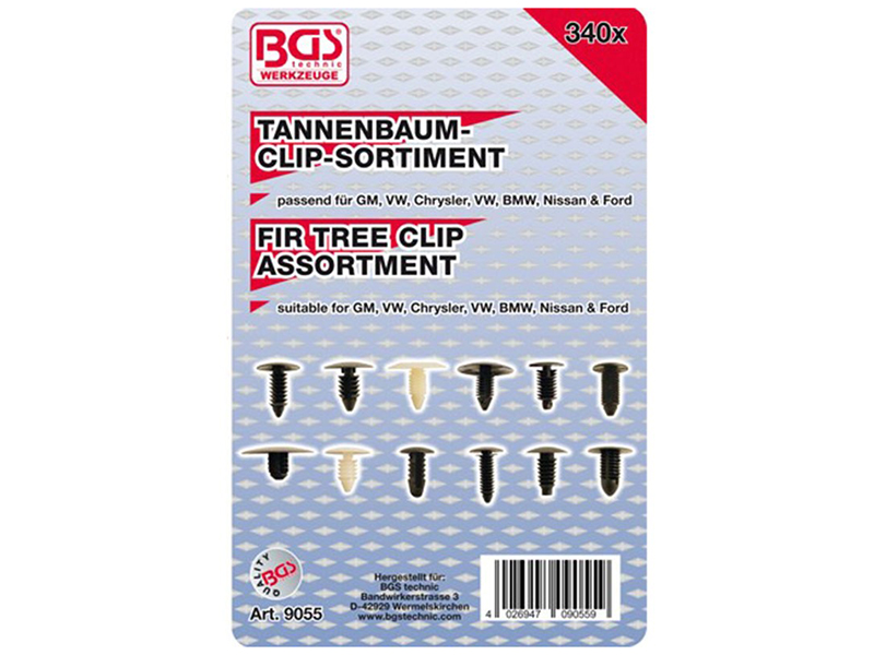 Retaining Clip Set, body 340-piece Fir Tree Clip Assortment for GM, VW, Chr
