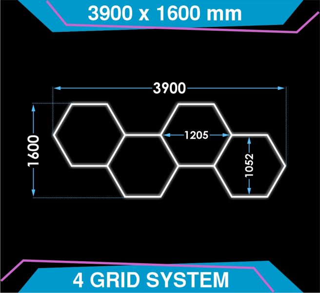 Hexagone T10 4HEX 189W 18900LM 3900x1600MM 860