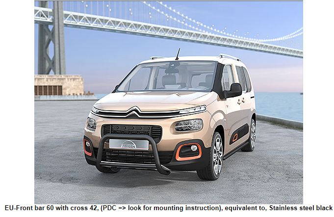 Frontal Protection Bar Citroen Berlingo 18- 60mm+42mm MUST