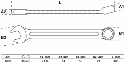 Ring-/Open End Spanner Combination Spanner, 38 mm