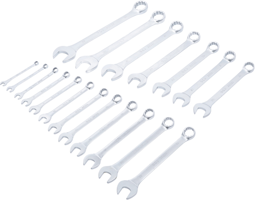 Spanner Set, ring/open ended 19-piece Combination Spanner Set, 8-32 mm, satin c