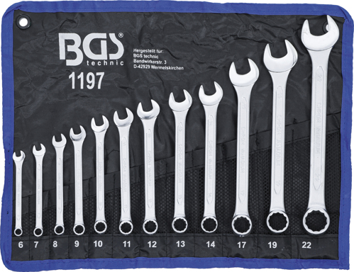 Spanner Set, ring/open ended 12-piece Combination Spanner Set, 6-22 mm