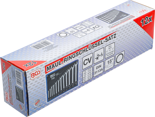 Spanner Set, ring/open ended 12-piece Combination Spanner Set, in Inch Sizes, 1