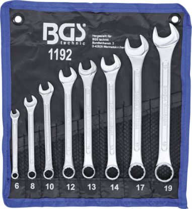 Spanner Set, ring/open ended 8-piece Combination Spanner Set, 6-19 mm
