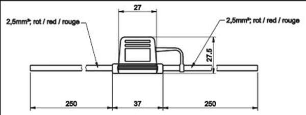 Fuse Holder lapikkaitsmele veekindel 250mm 2,5mm2  1tk