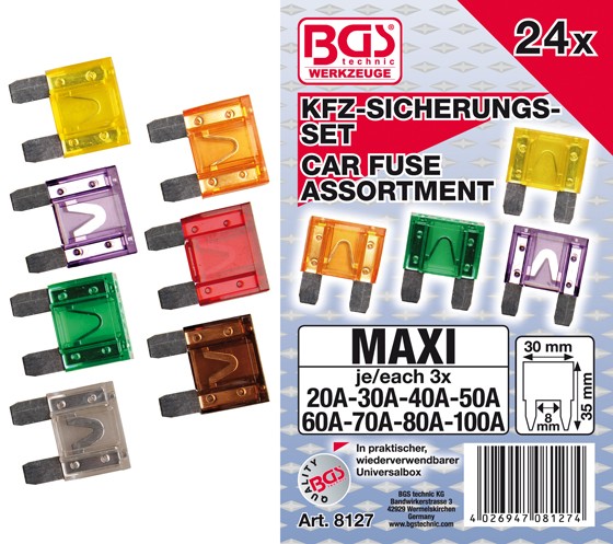 Assortment, fuses MAXI 24 osa komplekt