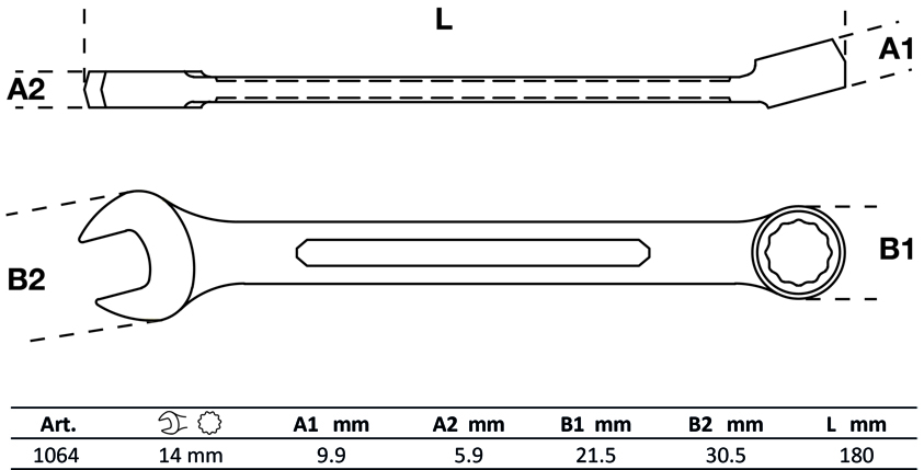 Ring-/Open End Spanner Combination Spanner, 14 mm