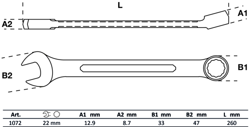 Ring-/Open End Spanner Combination Spanner, 22 mm