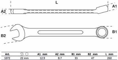 Ring-/Open End Spanner Combination Spanner, 22 mm