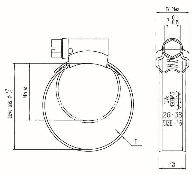 Clamping Clip Roostevaba 32-44mm 5-6Nm  1tk