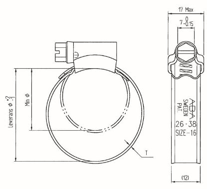 Clamping Clip Roostevaba 32-44mm 5-6Nm  1tk