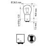 Bulb, stop/tail light PR21/5W BAW15d, punane