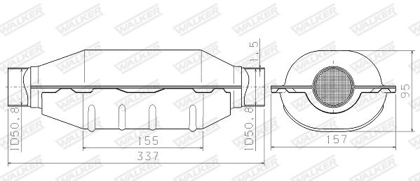 Catalytic Converter, universal UNIV Kat. (toru läbim. 54 mm.