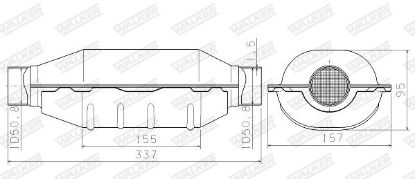 Catalytic Converter, universal UNIV Kat. (toru läbim. 54 mm.
