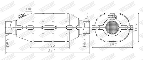 Catalytic Converter, universal UNIV Kat. toru läbim. 54 mm+O2