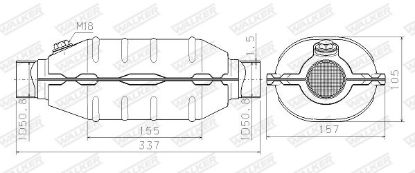Catalytic Converter, universal UNIV Kat. toru läbim. 54 mm+O2