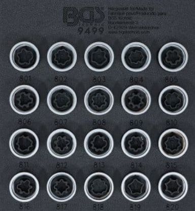 Wheel Lock Removal Kit Rim lock socket set for Audi : 20 pcs.