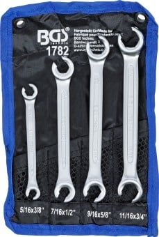 Double Ring Spanner Set 4-piece Flare Nut Spanner Set, 15° Offset, Inch