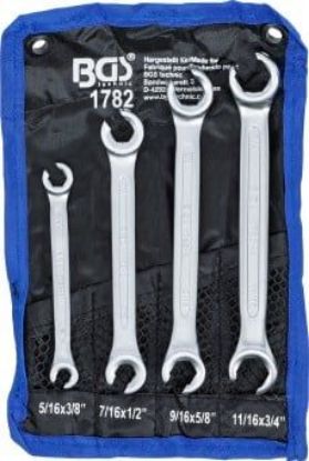 Double Ring Spanner Set 4-piece Flare Nut Spanner Set, 15° Offset, Inch