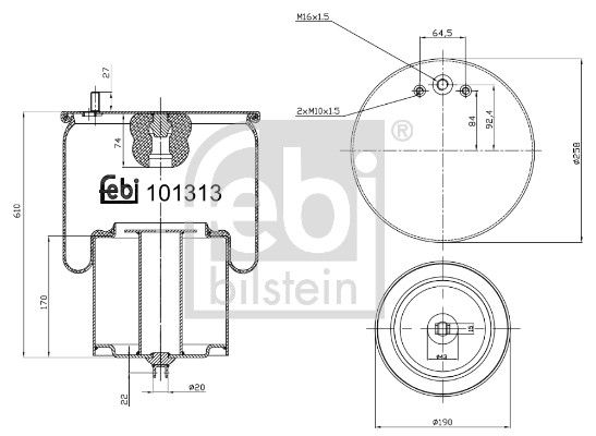 Bellow, air suspension Volvo Lkw 20554770