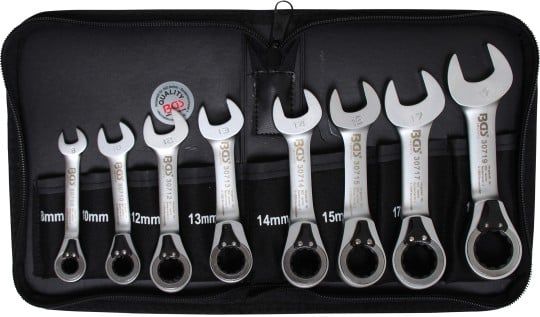 Ratchet Ring Open-ended Spanner Set 8-piece Combination Spanners Set with Reversible R