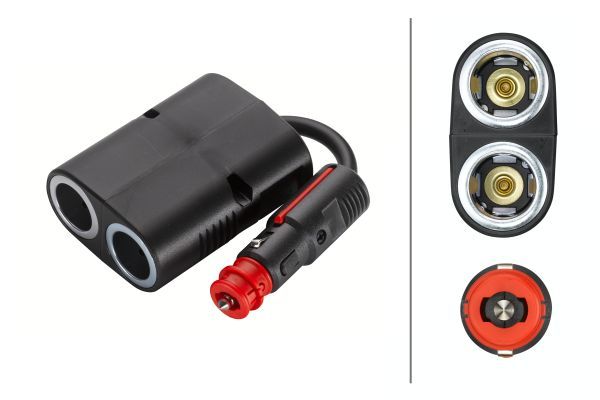 Adaptor, cigarette lighter adapter 1=2 2x8A 12-24V