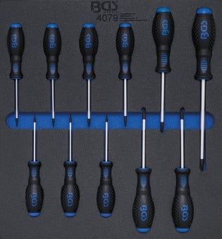 Screwdriver Set 2/3 Tool Tray for Workshop Trolleys: 11-piece T-St