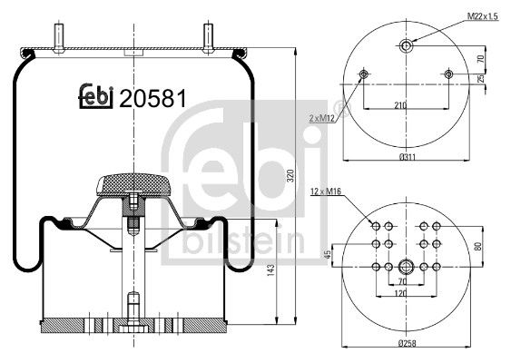 Bellow, air suspension Bergische Achsen 05.429.41.31.1