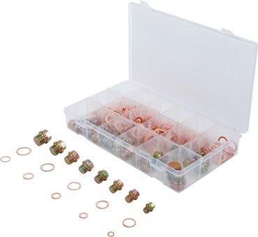 Assortment, oil sump screw/gasket 534-piece Oil Drain Plug Screws and Copper O-Ring