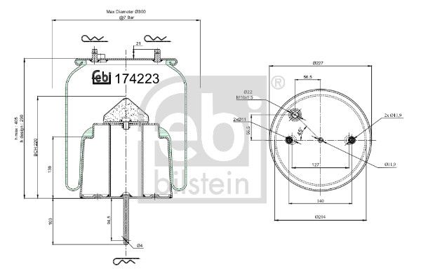 Bellow, air suspension Scania 1 726 241
