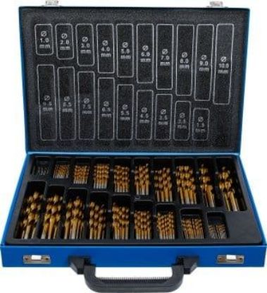 Twist Drill Bit Set 170-piece Twist Drill Set, HSS, Titanium Coated