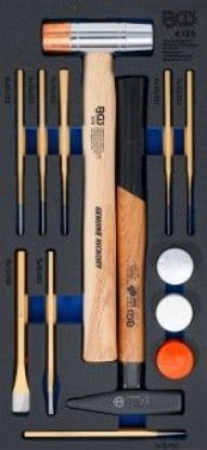 Workshop Trolley Inlay 1/3 Tool Tray: 14-piece Hammer with Interchangeabl