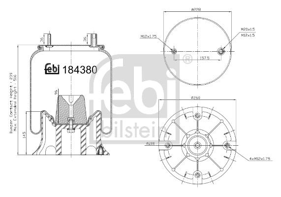 Bellow, air suspension Fruehauf (Crane) M-001472 S