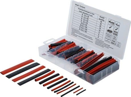 Assortment, heat shrink tube Shrink tube assortment : Red / Black : 150 pcs.
