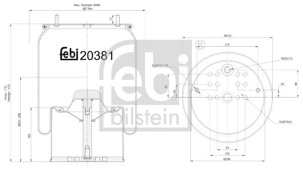 Bellow, air suspension Bergische Achsen 05.429.41.36.1