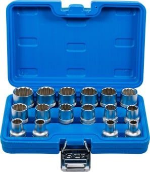 Socket Wrench Insert 16-piece 1/2" Socket Set, 12-Point, 8-24 mm