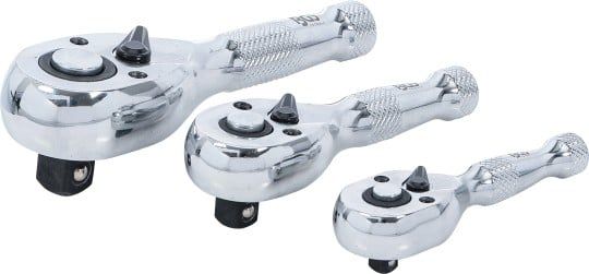 Reversible Ratchet Set Stubby Ratchet Set, 1/4"-3/8"-1/2"