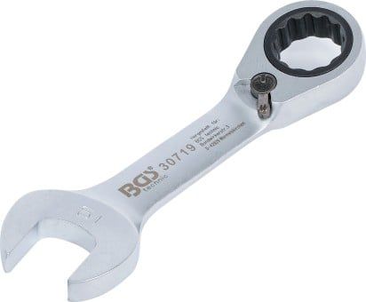 Ratchet Ring Open-ended Spanner Ratchet Wrench, short, 19 mm