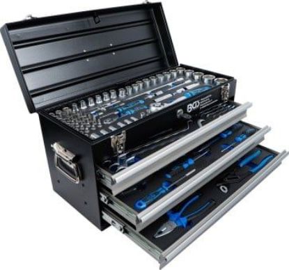 Toolbox Metal toolbox : 3 drawers : with 143 tools
