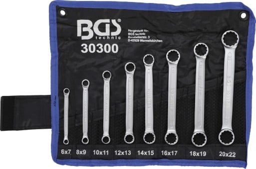 Double Ring Spanner Set 8-piece Double Ring Spanner Set, extra flat, 6-22
