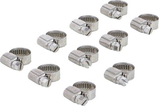 Assortment, hose clamps Hose Clamp, 10x16 mm, Stainless Steel, 10 pcs.