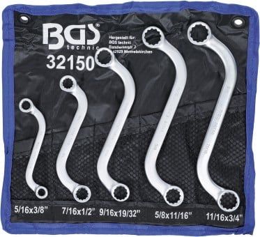 Double Ring Spanner Set 5-piece S-Type Ring Spanner Set, Inch Sizes, 3/8"