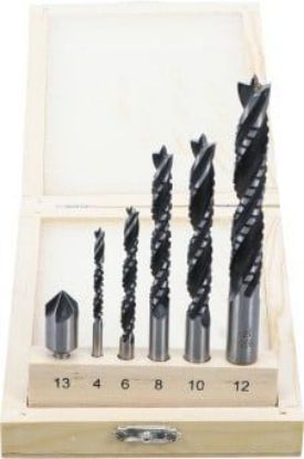 Milling Drill 6-piece Wood Crown and Milling Drill Set, 4-12 mm