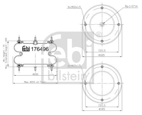Bellow, air suspension Fruehauf (Crane) 48054M