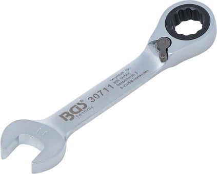 Ratchet Ring Open-ended Spanner Ratchet Wrench, short, 11 mm