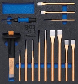 Chisel + Drift Set 2/3 Tool Tray for Workshop Trolleys: 15-piece Pin