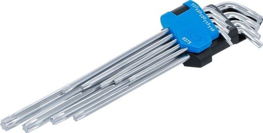 Angled Screwdriver Set 9-piece L-Type Key Set, T-Star, extra long, T10-50