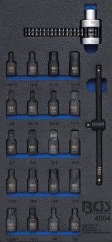 Oil Sump Wrench Set 1/3 Tool Tray: 22-piece Oil Drain Plug Sockets and
